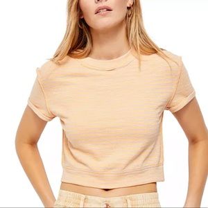 FREE PEOPLE Sabrina T Shirt Orange Stripe XS